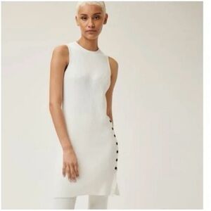 Lita by Ciara White Sleeveless Dress with Side Buttons